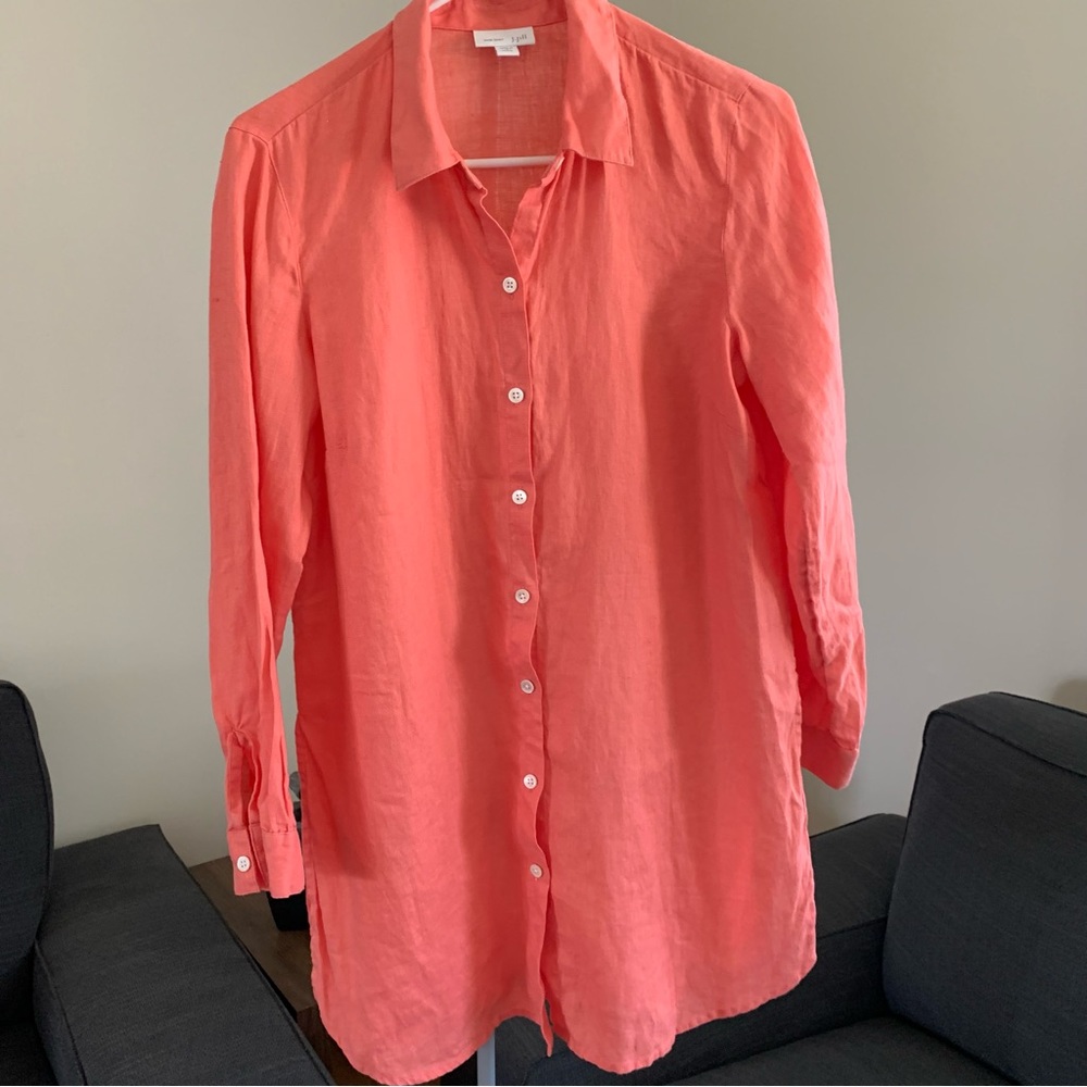 Spring Linen, yes please!! J Jill Linen Tunic Shirt in Coral